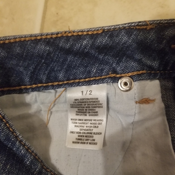 Size 1/2 Aeropostale blue embellished denim jean short hot Pant frayed edge - Picture 8 of 8